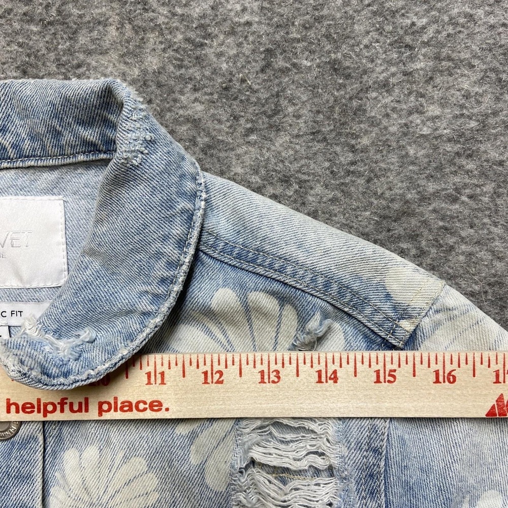Vervet Women's Jacket‎ Large Denim Distressed Flowers - Picture 4 of 9